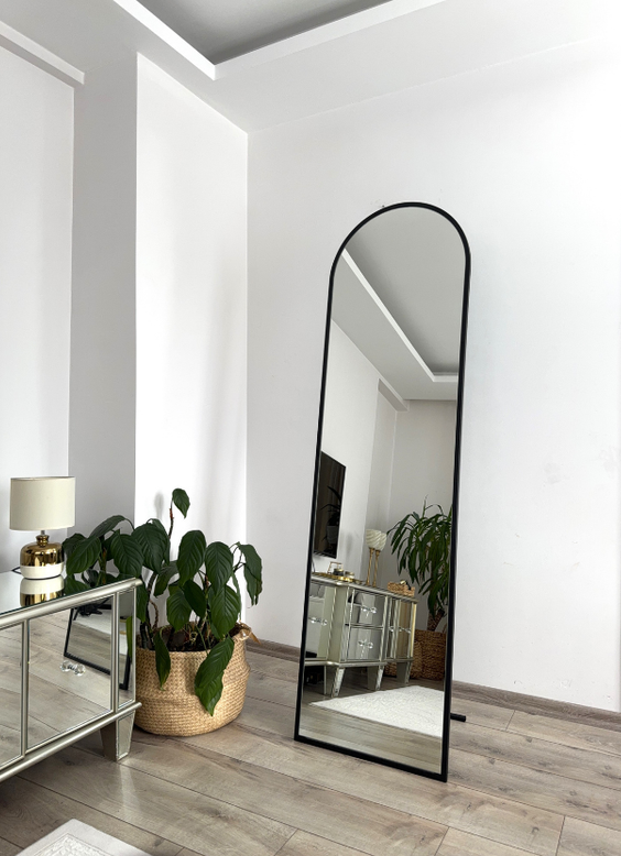 180X50 CM SİYAH OVAL AYAKLI BOY AYNASI