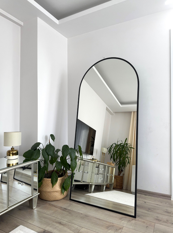 180X80 SİYAH OVAL AYAKLI BOY AYNASI